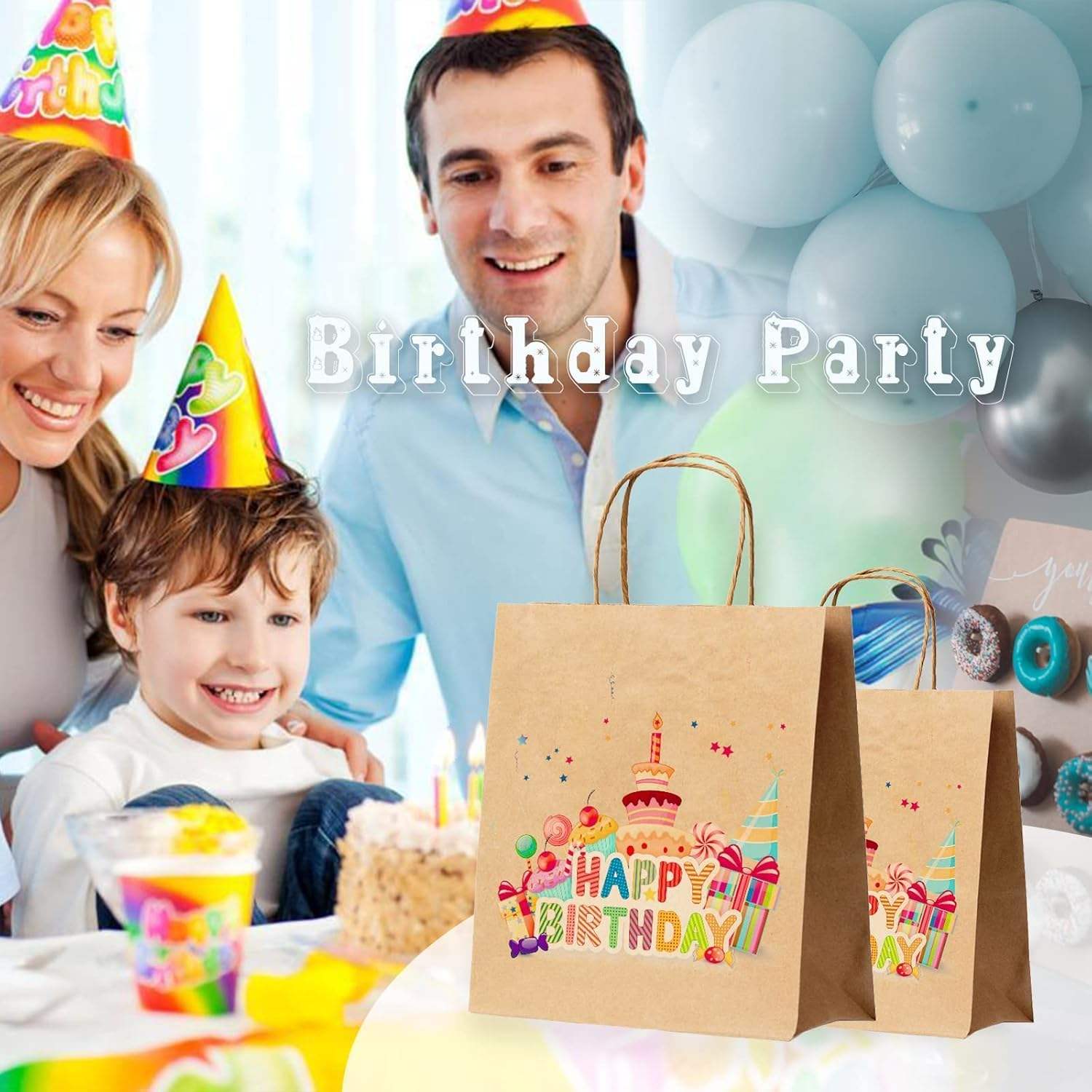 Brown Gift Bags with Durable Paper Bags for Handling Bulk 13x7x14 Inch Shopping Retail Merchandise Packaging Shopping Bag