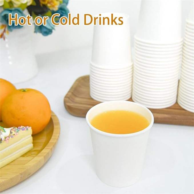 Disposable Paper Coffee Cups, Hot/Cold Beverage Drinking Cup for Coffee, Tea, Juice