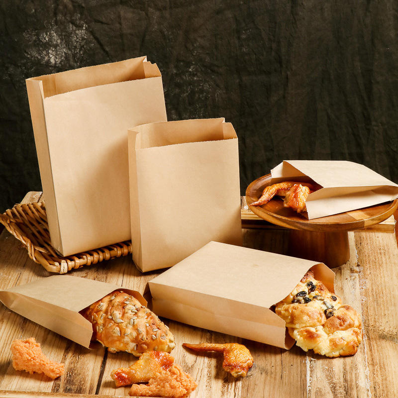 Thickened Disposable Organ Bag Takeaway Oil-Proof Kraft Paper Thermal Insulation Roll String Tin Aluminum Foil Snack Paper Bag
