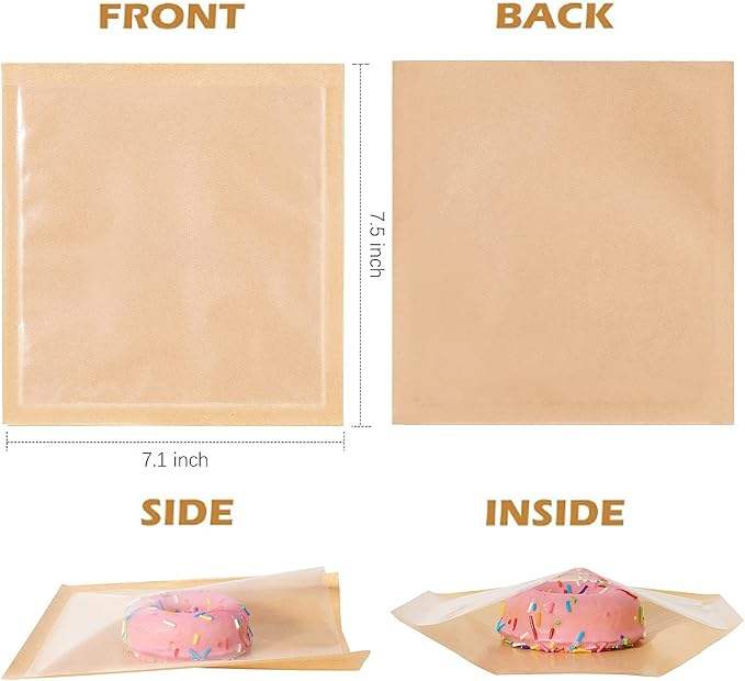 Brown Baking Paper Bags with Window for Sandwich Doughnut Cookie Wrapping for Baking Storage and Display Custom Bread Bags