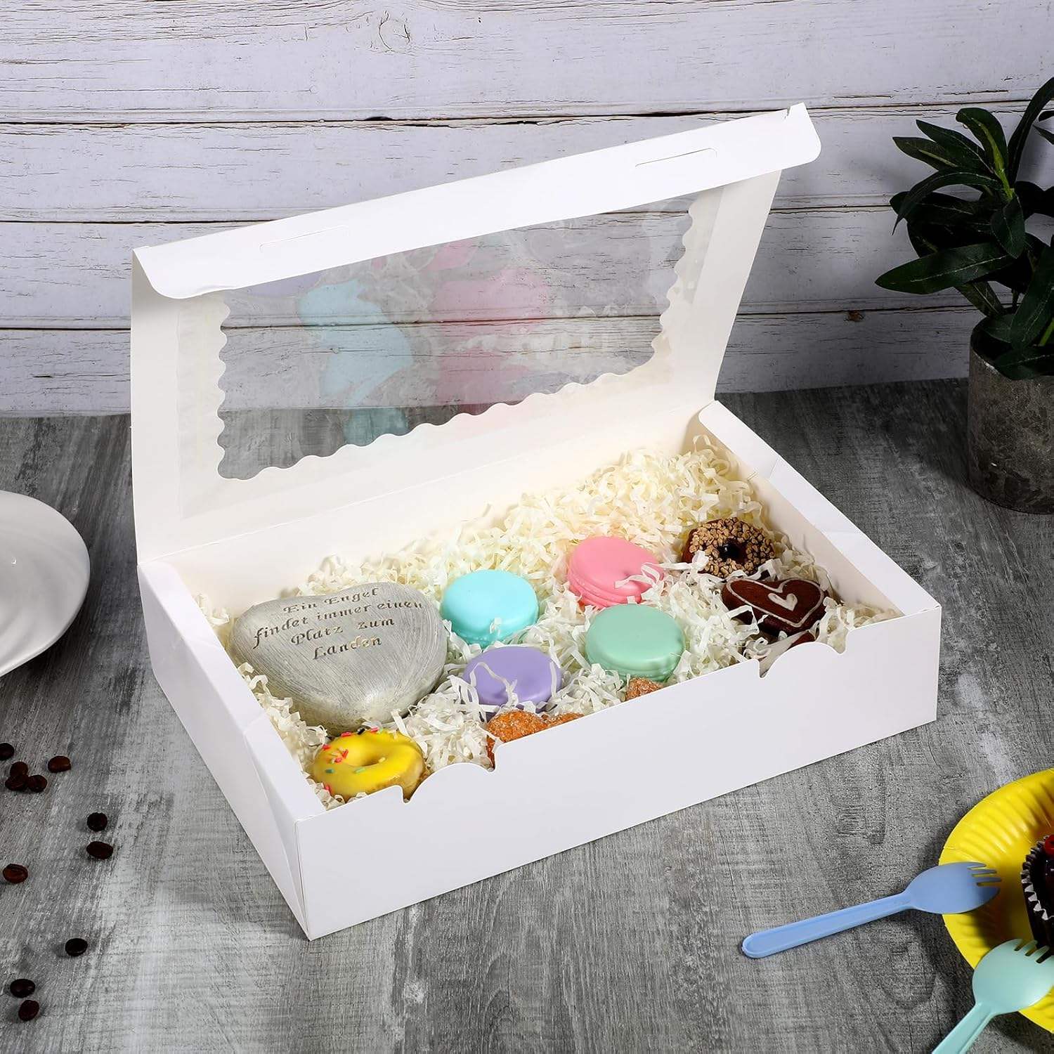 Cookie Box with Window for Paper Gifts Brown Bakery Cupcake Box