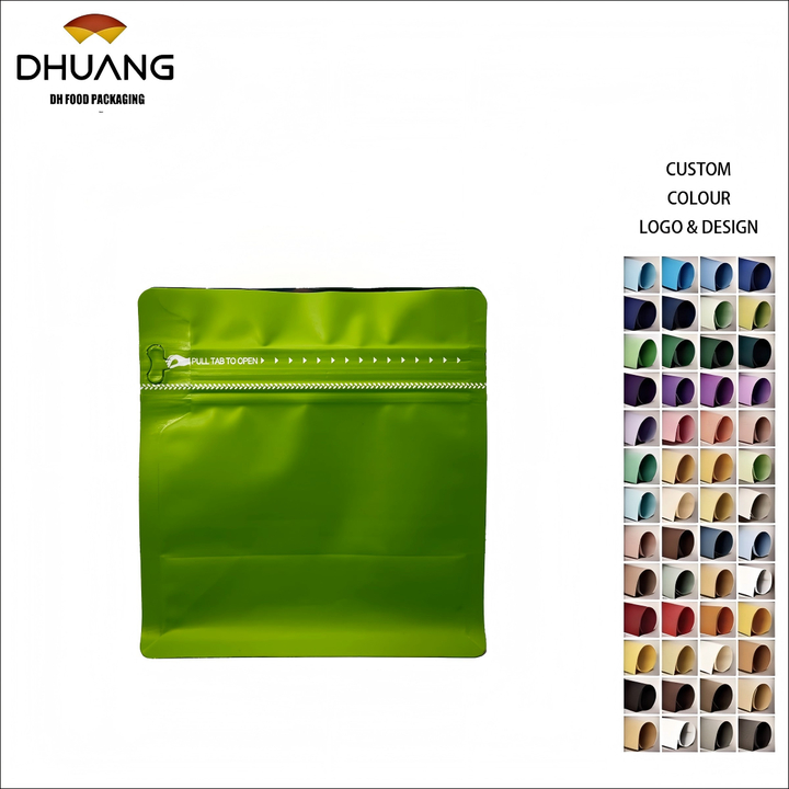 Custom Coffee Bag Self-sealing Bag Aluminum Foil Aluminized Matte PE Eight-sided Seal with air Valve Packaging