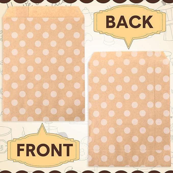 Candy Buffet Bag Brown Dot Striped for Sandwich Cookie Bag Party Supplies Custom Bread Bags