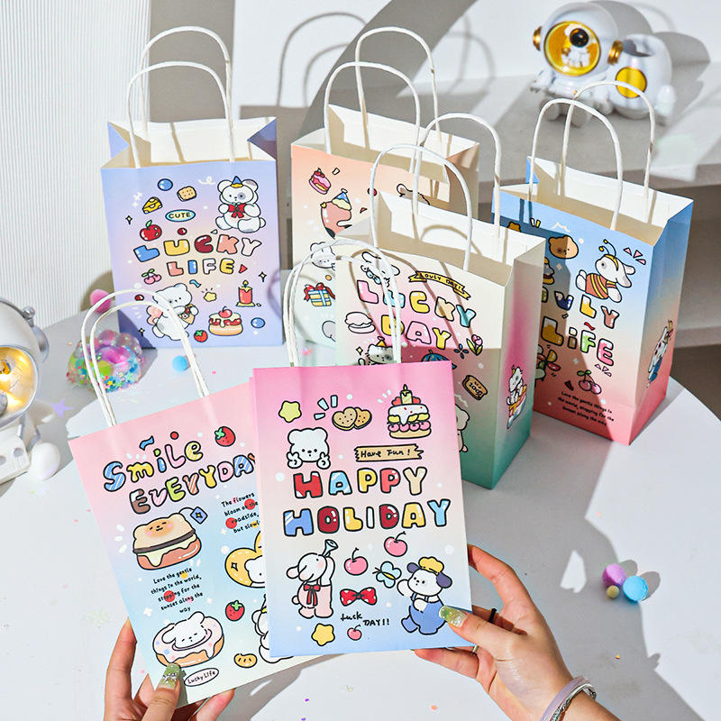 Custom Logo Small Paper Shopping Bag with Handle Durable Gift Bag for Party Birthday or Wedding Featuring Ribbon Accessory
