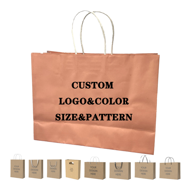 Custom Printed Wholesale Gift Wrap Paper Bags Kraft Paper Bags Printed with Your Own logo Shopping Bags