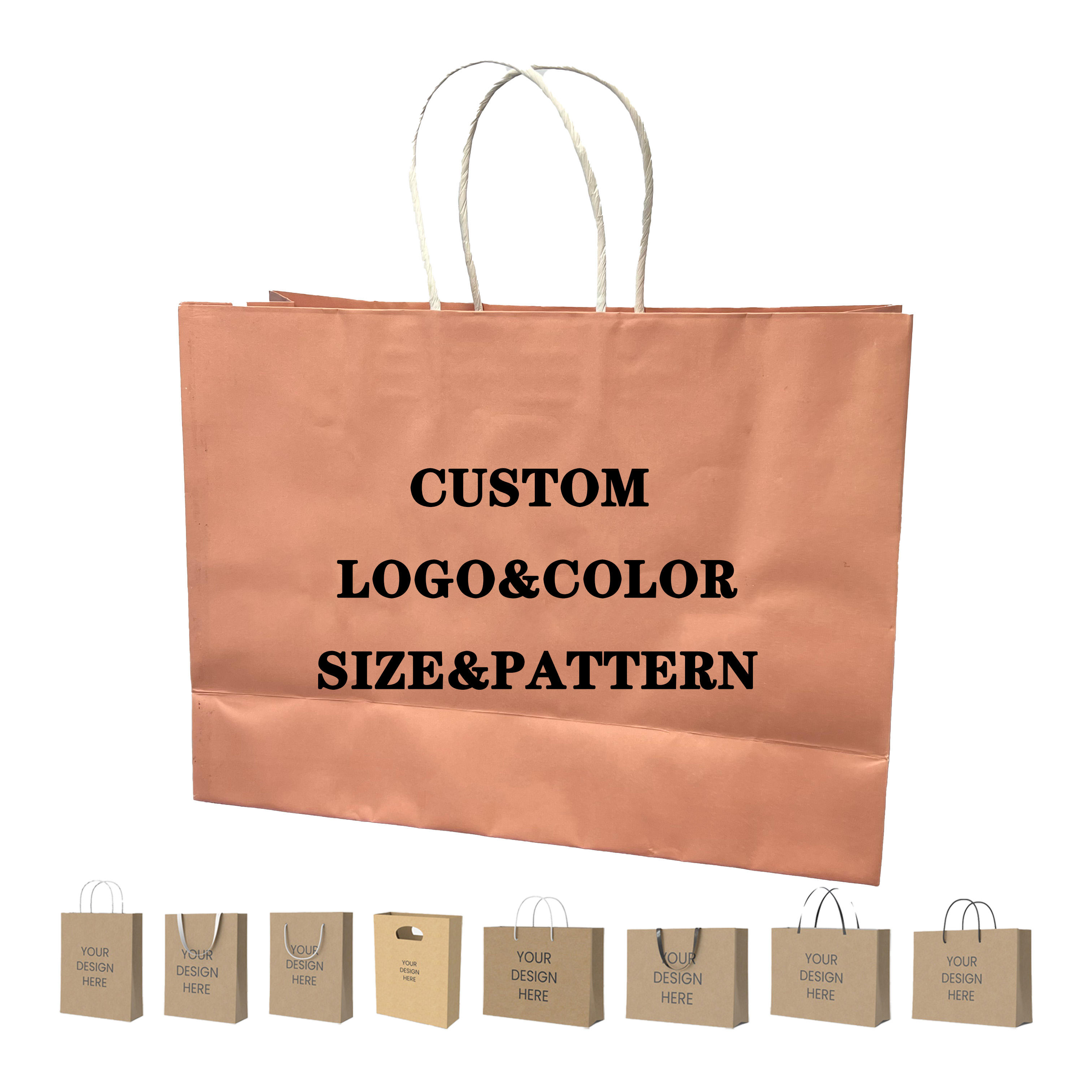 Custom Printed Wholesale Gift Wrap Paper Bags Kraft Paper Bags Printed with Your Own logo Shopping Bags