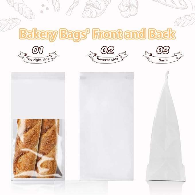 Eco-Friendly Elegant Paper Bread Bags Clear Window Sturdy Construction for Moisture Protection Natural Texture Custom Bread Bags