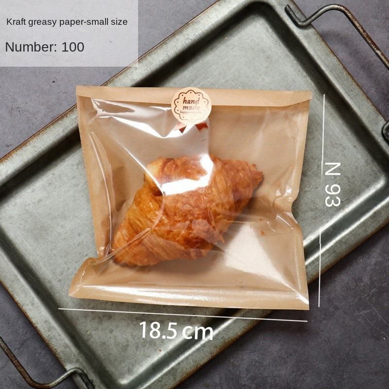 Classic Style Half Film Paper Bread Bag Transparent Kraft Paper for Packaging Desserts Beef Toast Baking Foods Custom Bread Bags