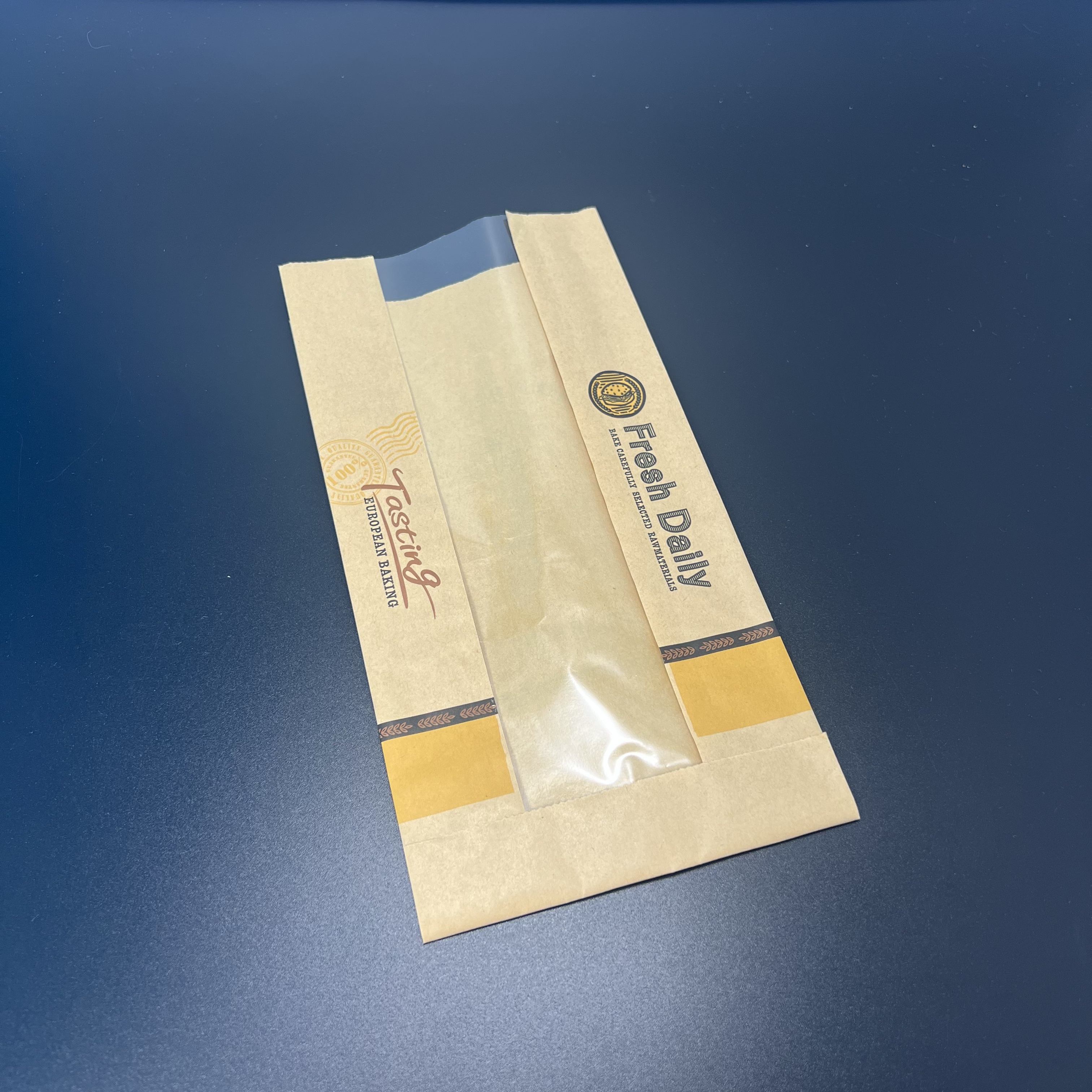Bring Your Own logo Custom Bread Kraft Paper Bag with clear Window Toast Paper Bag Oil-proof Paper Bag