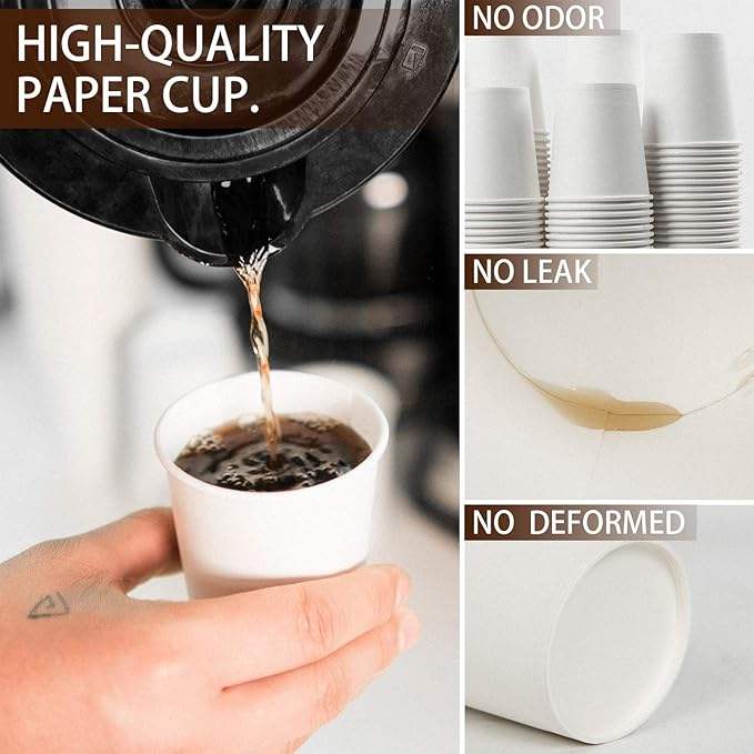 300 Pcs 6 oz Disposable Paper Cups, Hot Cold Beverage Drinking Cup for Coffee, Water, Tea, Juice (White)
