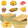 Kraft Paper Food Tray, Disposable Serving Tray for Snack Hot Dog BBQ Popcorn Party Food Trays