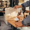 Custom Brown Paper Bread Bag Set Window for Baked Goods Storage Craft 40 Label Sealing Stickers Custom Bread Bags