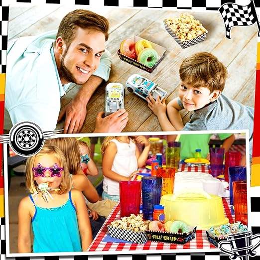 Packs Racing Party Supplies Grid Paper Food Tray Car Tray Paper Licensed Food, Carnival food trays
