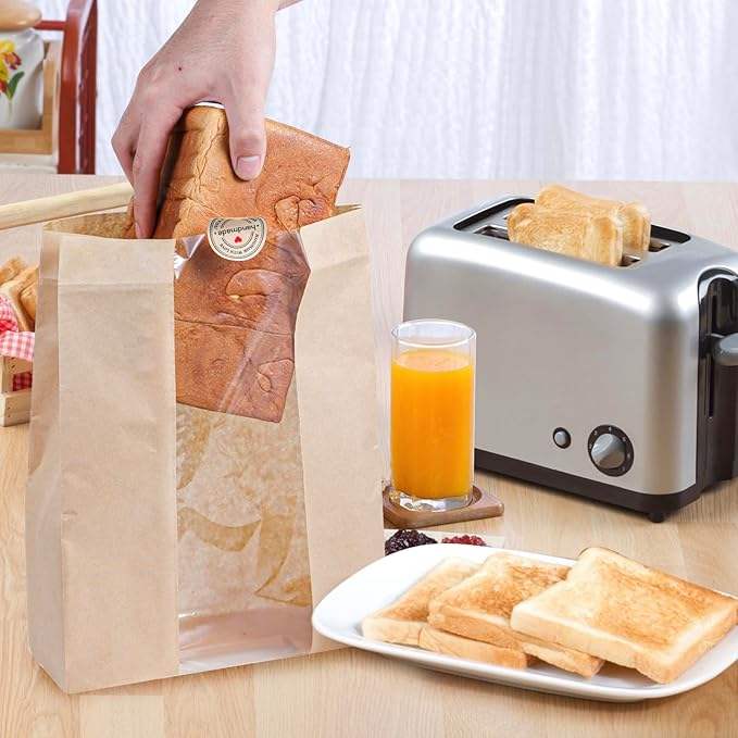 Custom Large Bread Bags Window for Homemade Bread Pizza Milk Storage Kitchen-for Craft Gifts Custom Bread Bags