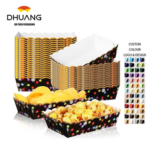 Paper Food Trays Christmas Plaid Lights Disposable Nachos Popcorn Hot Dogs Holiday Party Supplies (lively, Colorful)