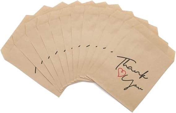 Brown Paper Thank You Printed Treat Bags Party Favor Bag for Bakery Cookies Sandwich Soap Packing Oil-proof Paper Bag