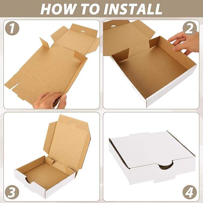 White Mini Corrugated Cardboard Box Take Out Food Containers Reusable Takeout Shipping Custom Pizza Boxs