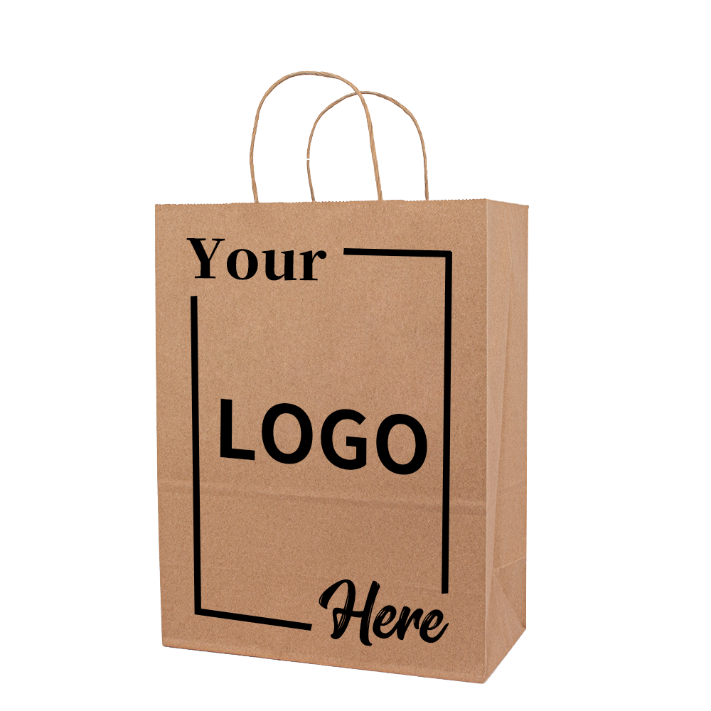Brown Paper Bag with a Handle Available in Various Sizes and Patterns Suitable for Retail Packaging and Shopping Bags