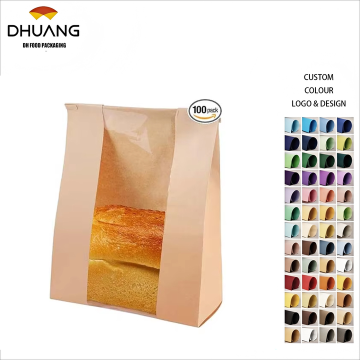 Bread Paper Bag with Window Wire Edge Suitable for Bread Food Storage Bags Biscuits Snacks Custom Bread Bags