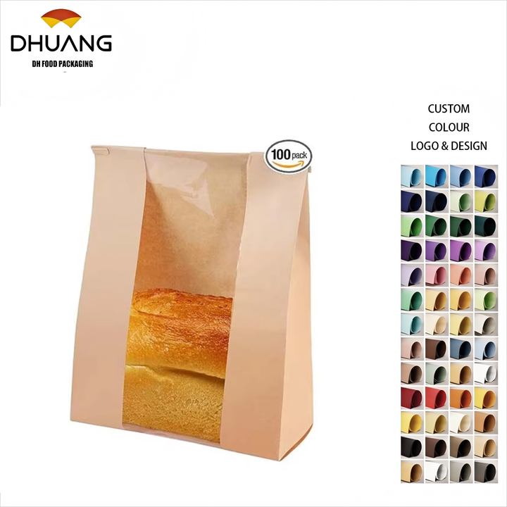 Bread Paper Bag with Window Wire Edge Suitable for Bread Food Storage Bags Biscuits Snacks Custom Bread Bags