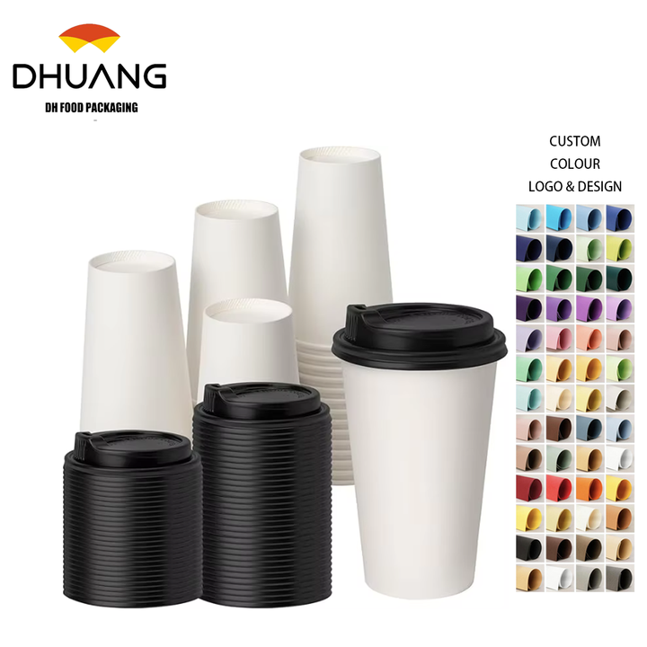 Disposable Paper Cups with Lids Leak-proof Cups Suitable for Carrying Hot or Cold Drinks Universal Coffee Cup