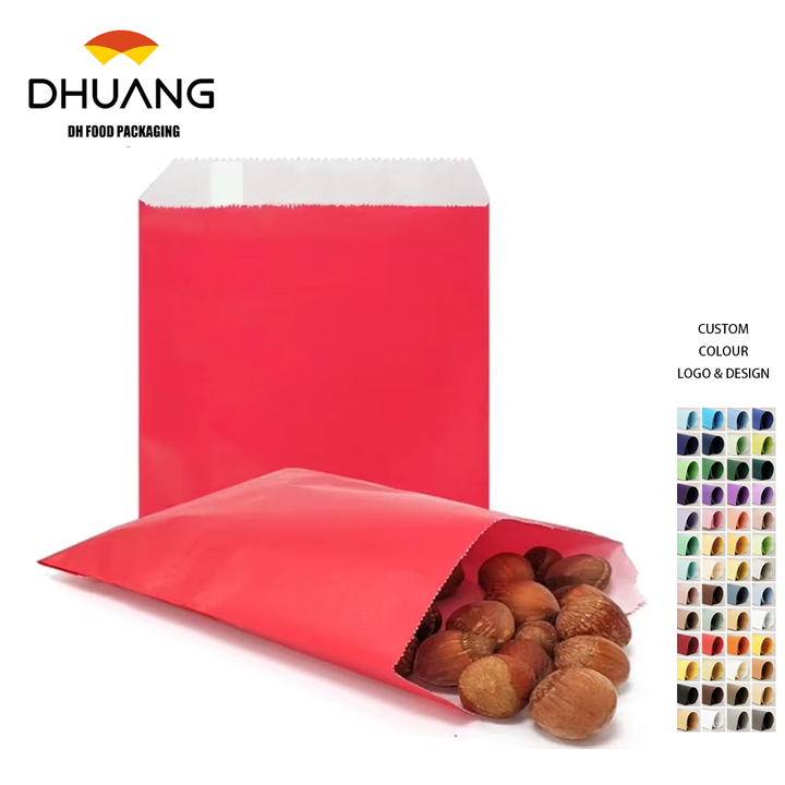 Customized Size of Kraft Paper Packaging for Candy Bags Suitable for Biscuits Bread and Other Foods Oil-proof Paper Bag