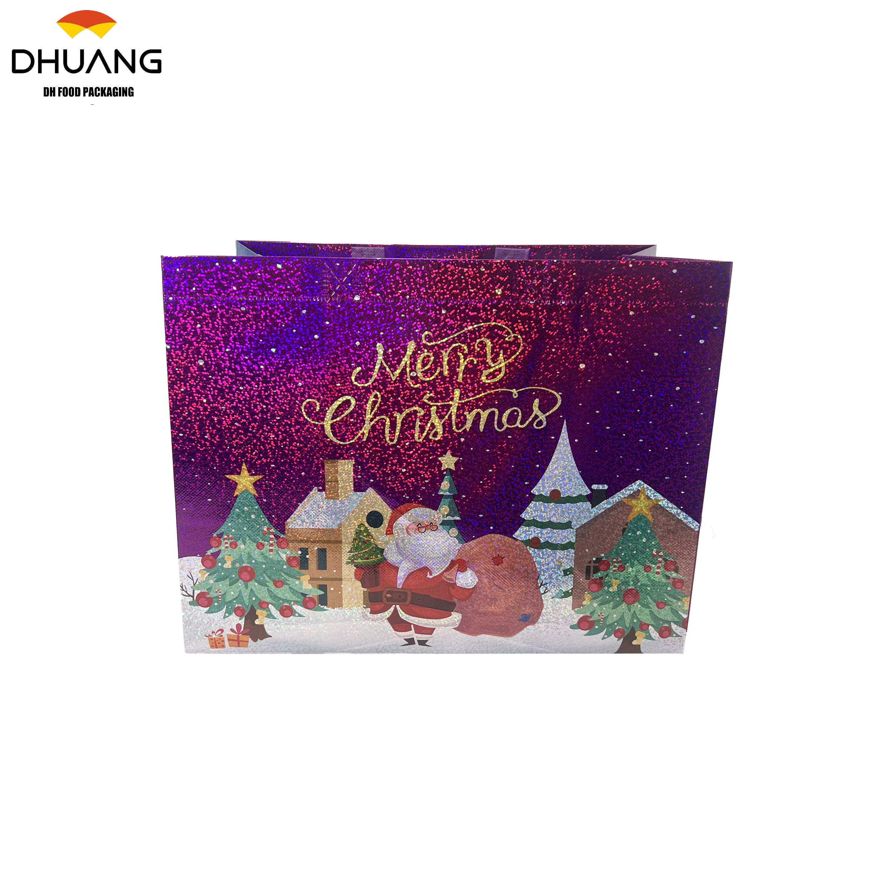 Custom Printed Laser-coated Aluminum Foil-coated Non-woven Fabric Gift Bags for Wholesale in Christmas Styles Shopping Bag