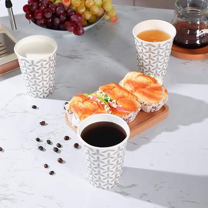 12 oz Single Wall Disposable Coffee Cups with Handle for Hot and Cold Drinks for Coffee Shops Offices and Restaurants Coffee Cup