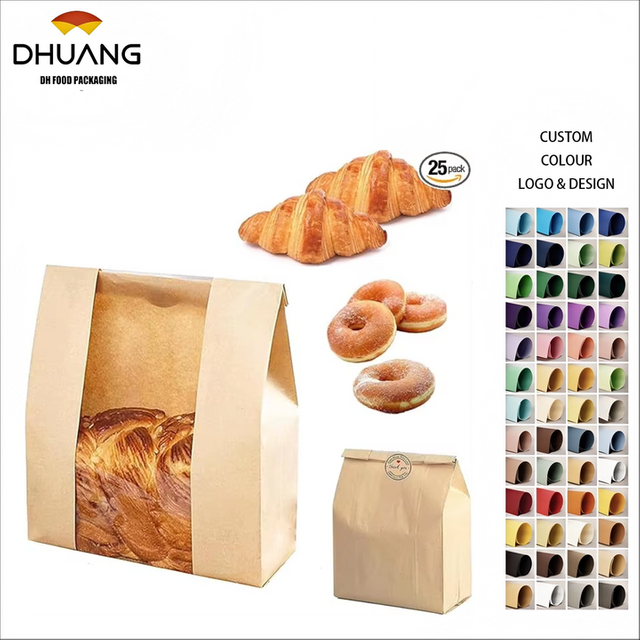 Bread Bag with Window Brown Paper Sourdough Toast Packaging Storage Food Bag Label Seal Sticker CUSTOM Bread Bags