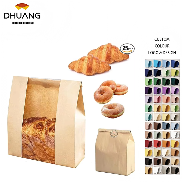 Bread Bag with Window Brown Paper Sourdough Toast Packaging Storage Food Bag Label Seal Sticker CUSTOM Bread Bags