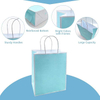 24 Blue Paper Bag with Handle Kraft Paper Wedding, Birthday, Baby Shower Party Gift Bag Commercial Retail 100% Renewable