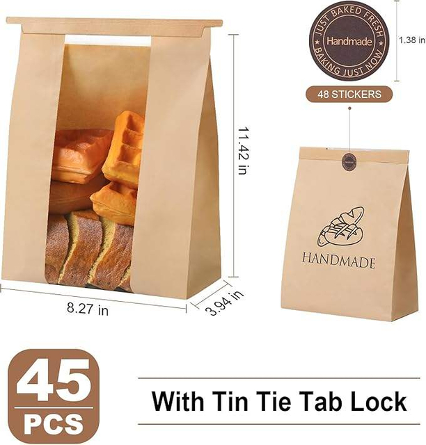Special Food Paper Bag for Homemade Bread with Window Food Paper Covering Custom Bread Bags