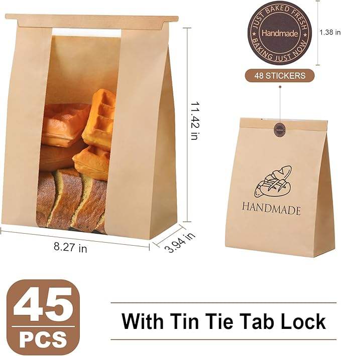 Special Food Paper Bag for Homemade Bread with Window Food Paper Covering Custom Bread Bags