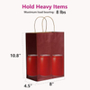 Red Kraft Paper Bag for Gifts Parties-Embossed Screen Printing for Supermarket Food Packaging Retail Birthday Shopping Bag