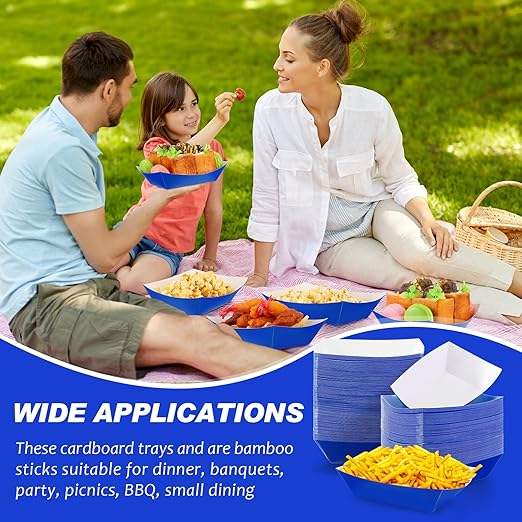 3-pound Paper Food Trays Disposable Nachos Trays Burritos Licensed Christmas Party Supplies Kraft Paper Boat (blue)