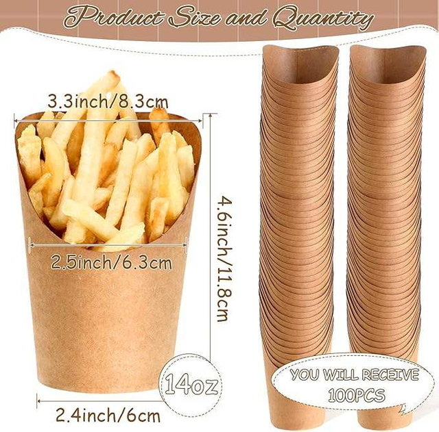 Baking Supplies for Outdoor Gatherings Ice Cream Holders Cups Corrugated Paper Cones for Party Food Containers French Fries Cup