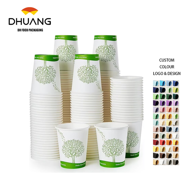 Biodegradable 8oz Disposable Paper Coffee Cups with PLA Lining, Eco-friendly Hot Drink Cups for Parties, Picnics, and Travel