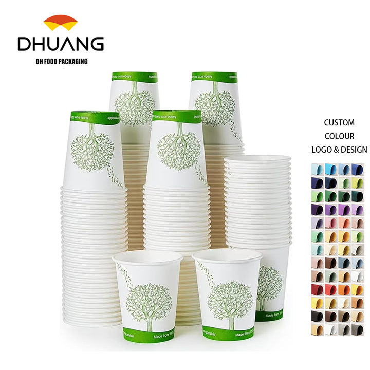 Biodegradable 8oz Disposable Paper Coffee Cups with PLA Lining, Eco-friendly Hot Drink Cups for Parties, Picnics, and Travel