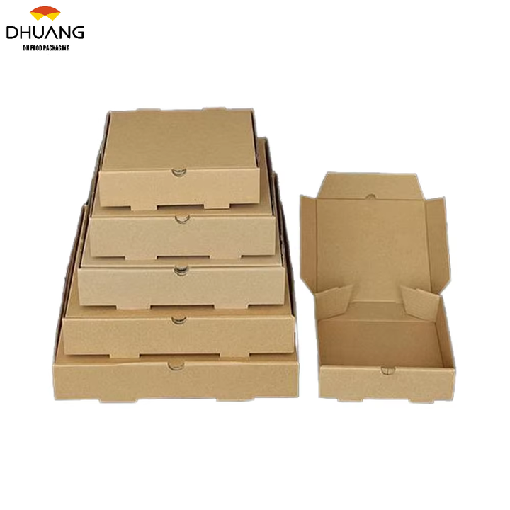 Printed Logo Greaseproof Recyclable Kraft Paper Budget-Friendly Takeout Packaging for Small Businesses Custom Pizza Boxes