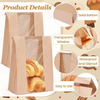 Windowed Kraft Paper Bread Bags With Tin Labels for Bread Sourdough for Baked Goods Custom Bread Bags