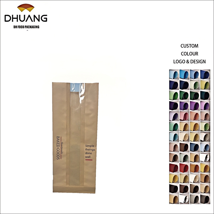 Kraft Paper Bag with Tin Tie Label with clear Window Toast Paper Bag with Your Own logo Oil-proof Paper Bag Custom Bread