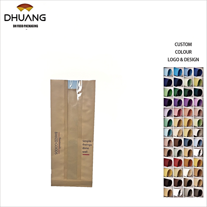 Kraft Paper Bag with Tin Tie Label with clear Window Toast Paper Bag with Your Own logo Oil-proof Paper Bag Custom Bread