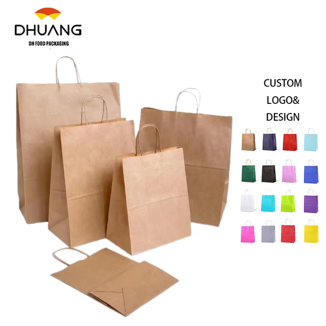 Custom Kraft Paper Bag for Baking Tea Coffee Gifts Advanced Sense Handbag With Flexo Printing for Food Take-Away Small Batches
