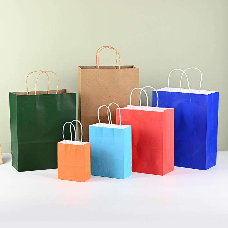 Brown Kraft Paper Gift Bags Handles Bulk for Shopping Birthday Wedding Gifts Cakes Candles Use Ribbon Accessories Exhibitions