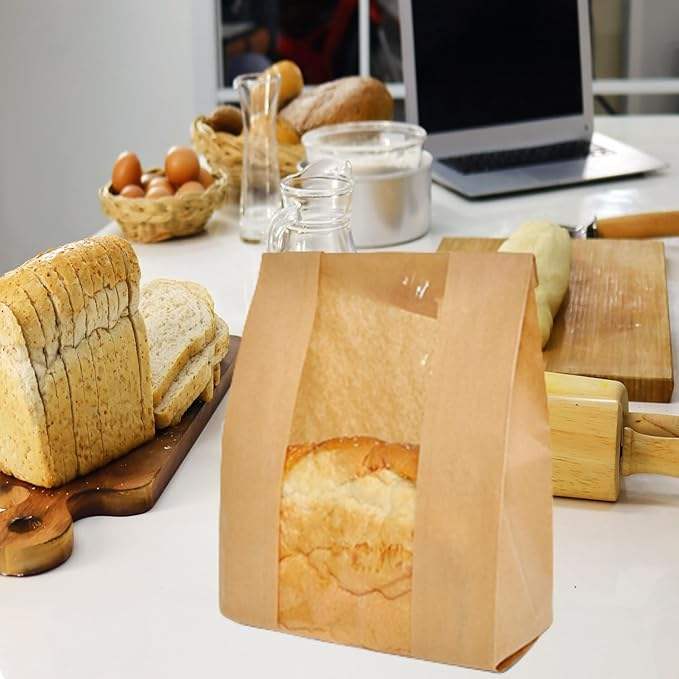Bread Bag With Window for Packaged Storage of Baked Goods Including Cute Seal Stickers Custom Bread Bags