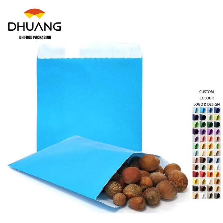 Customized Size of Cowhide Paper Candy Gift Bags Suitable for Packaging Cookies Bread Hamburgers Etc Oil-proof Paper Bag