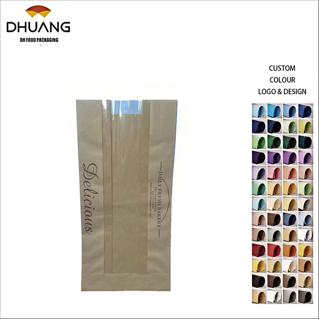 Bread Bag with clear Front Window Suitable for Homemade Bread French Bread Sandwiches Oil-proof Paper Bag