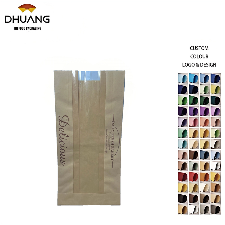Bread Bag with clear Front Window Suitable for Homemade Bread French Bread Sandwiches Oil-proof Paper Bag