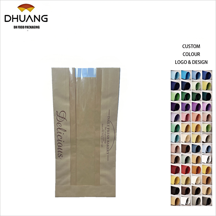 Bread Bag with clear Front Window Suitable for Homemade Bread French Bread Sandwiches Oil-proof Paper Bag