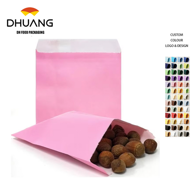 Custom Size Kraft Paper Treat Bags for Candy Buffet for Wrapping Cookies Bread Hamburgers Chemicals Oil-proof Paper Bag